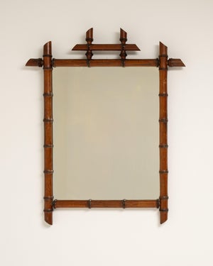 Faux Bamboo Wall Mirror, Antique, France, Circa 1900