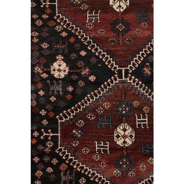 Tribal Vintage Qashqai Persian Runner Rug in Black With Medallions - Rug & Kilim For Sale - Image 3 of 8