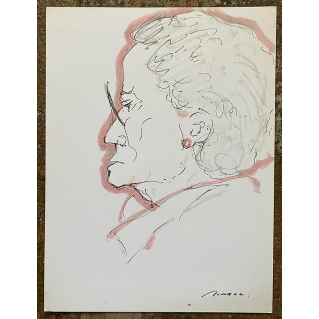 Watercolor and ink drawing by Latvian artist Erika Romane (1920-2000). Romane was an educator and well known in artist...