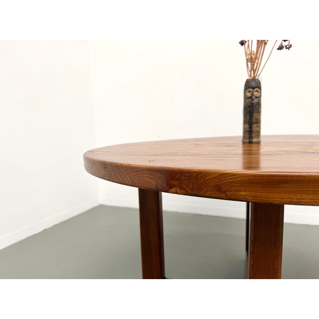 Wood Vintage Round Table in Elm, 1950s For Sale - Image 7 of 18