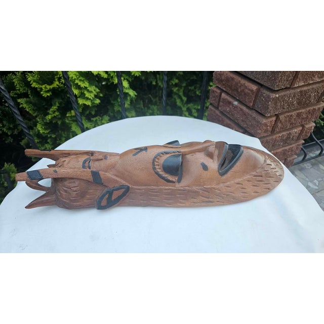 Vintage Wooden African Mask, 1960s For Sale - Image 4 of 10