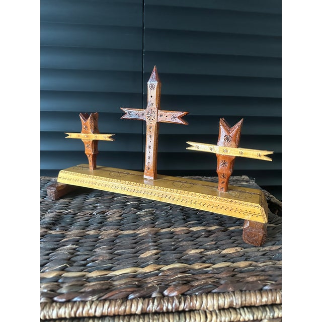 Vintage Handcarved Tramp Art Folk Art Wooden Sculpture For Sale - Image 10 of 18