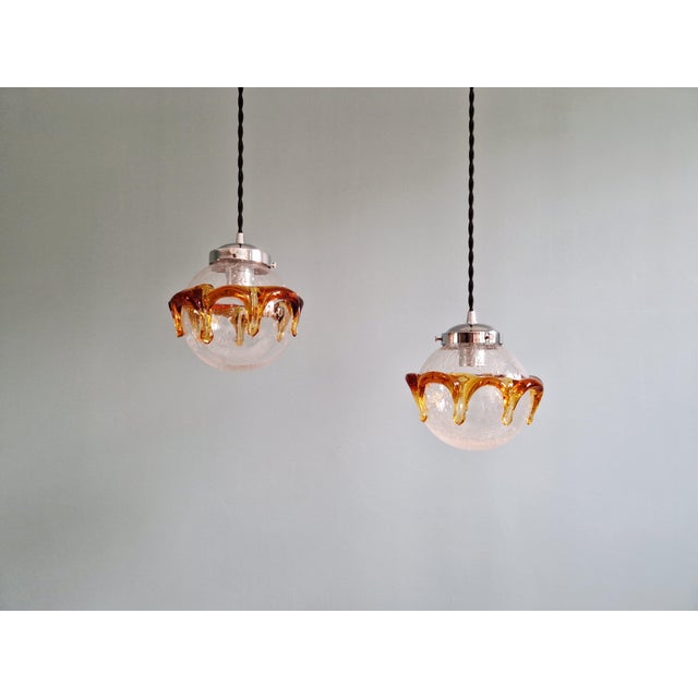 Space Age Pendant Lights in Blown and Bubbled Murano Glass, 1970s, Set of 2 For Sale - Image 14 of 14