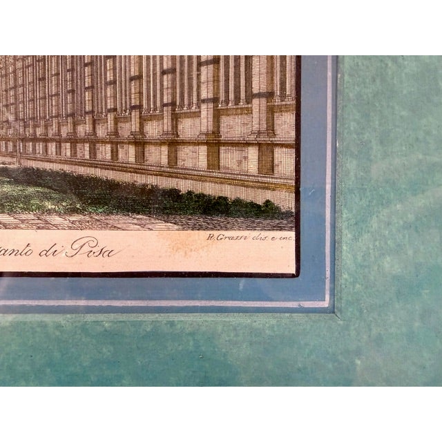 !9th Century Antique Italian Engravings in Gilt Wood Frames and Pretty Blue Mats For Sale - Image 12 of 14