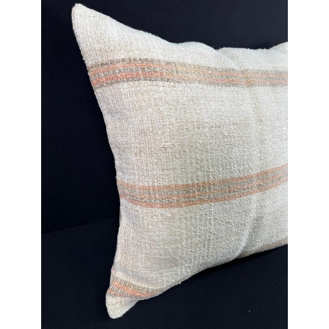 Contemporary Turkish Hemp Pillow Cushion Natural Beige Rust Pillow Cushion Cover 24"x24" For Sale - Image 3 of 4