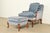 Baker Furniture Style French Provincial Louis XV Carved Walnut Velvet Upholstered Lounge Chair and Ottoman | Circa 1960s For Sale - Image 16 of 16