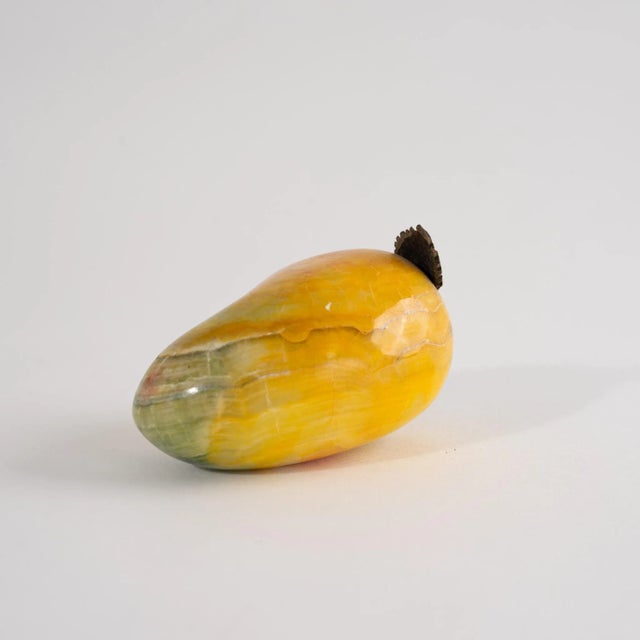 Vintage Yellow Onyx Mango Paperweight For Sale - Image 4 of 10