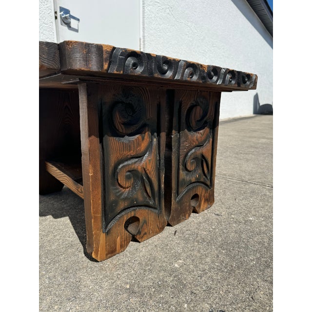 1960s Vintage Witco Tiki End Table | Mid-Century Modern Carved Cedar Accent Table | William Westenhaver Design For Sale - Image 9 of 12