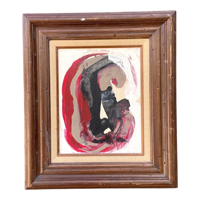 Vintage Original Abstract Oil on Board For Sale