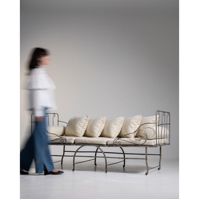 Early 20th Century French Wrought Iron Daybed With Cushions For Sale - Image 13 of 18