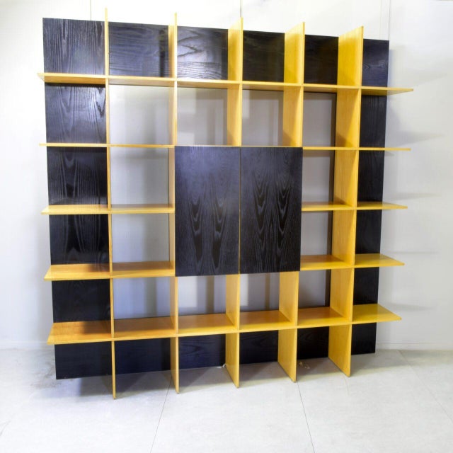 1970s Grid Bookcase in Ash and Black Lacquer by Roberto Pamio & Renato Toso for Stilwood, 1970s For Sale - Image 5 of 15