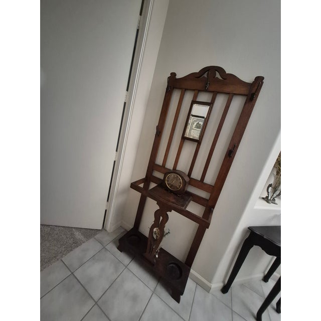 Early 20th Century Arts and Crafts Oak Hall Tree For Sale - Image 4 of 6