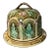 Vintage Antique Majolica Pottery Floral Decorated Cheese Keeper Dome With Base For Sale