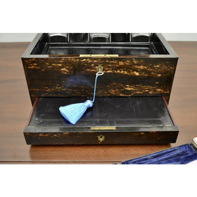 19th Century English Coromandel Velvet Fitted Travel Case For Sale - Image 4 of 6