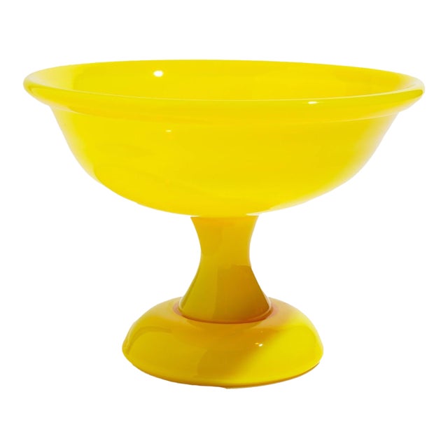 Vintage Cadmium Yellow Opaline Compote For Sale