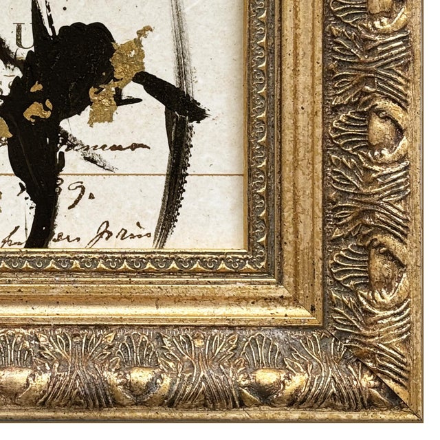 2020s Contemporary Black and White Abstract Ink Painting in Vintage Frame For Sale - Image 5 of 6