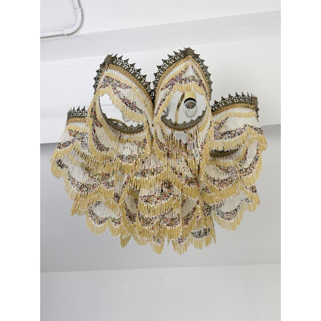 Art Deco Nine-Light Chandelier with Colored Fringes, 1940s For Sale - Image 11 of 13