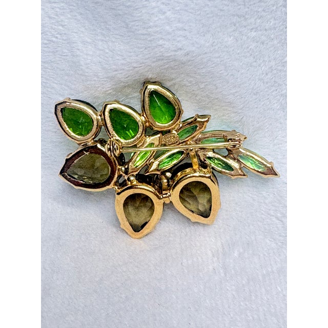 Mid-Century Modern Mid‑Century Czech Ab Rhinestone Brooch Czecho/Slovakia, Uranium Glass For Sale - Image 3 of 5