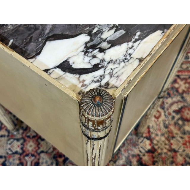 Louis XVI Bedside Table in Beechwood with a Marble Top, 19th Century For Sale - Image 16 of 18