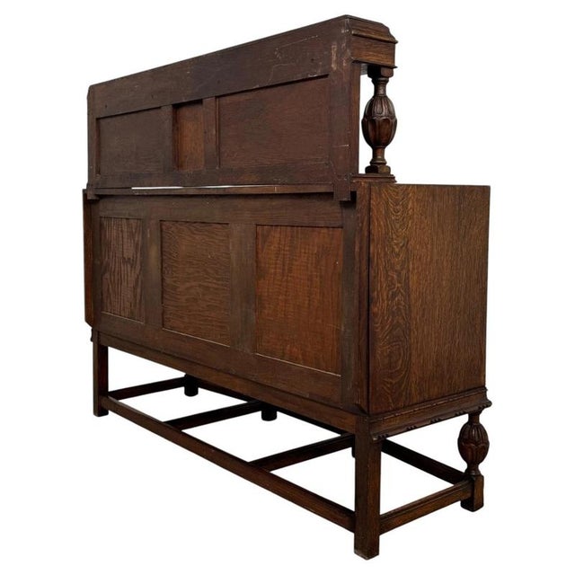 Brown Antique 20th Century Carved Oak Sideboard For Sale - Image 8 of 13
