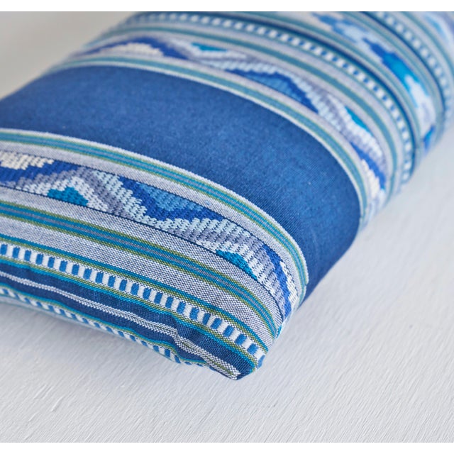 Contemporary Schumacher Zarzuela Stripe Embroidery Pillow in Indigo For Sale - Image 3 of 5