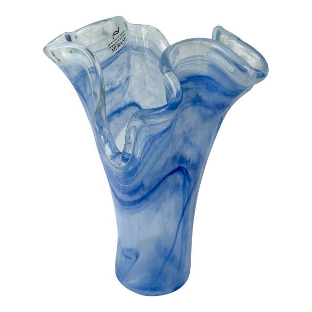 Italian Hand-Blown Art Glass Vase Made in the Murano Tradition For Sale