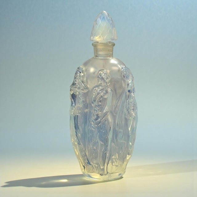 Sabino Sabino Gaite Opalescent Art Deco Perfume Bottle With Nymph Relief, France For Sale - Image 4 of 11