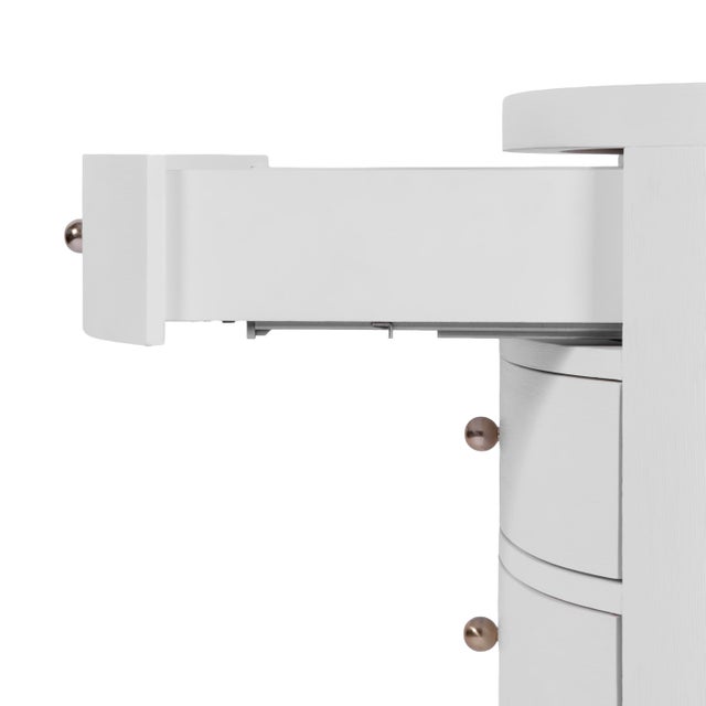 White Nora 28 in. W Oval Wood 4 Drawer Nightstand, Textured White For Sale - Image 8 of 11