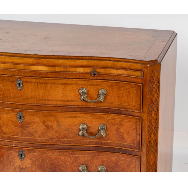 Wood Vintage Chippendale-Style Serpentine Chest With Hidden Writing Drawer, C. 1940s For Sale - Image 7 of 14