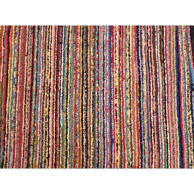 1920s Multicolor Stripe Antique American Hooked Rug 2'7" X 3'9" Handknotted Wool Carpet For Sale In New York - Image 6 of 6