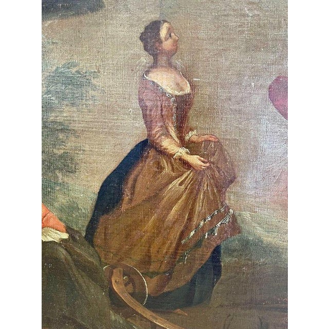 Gallant Scene in a Garden, Oil on Canvas For Sale - Image 7 of 13