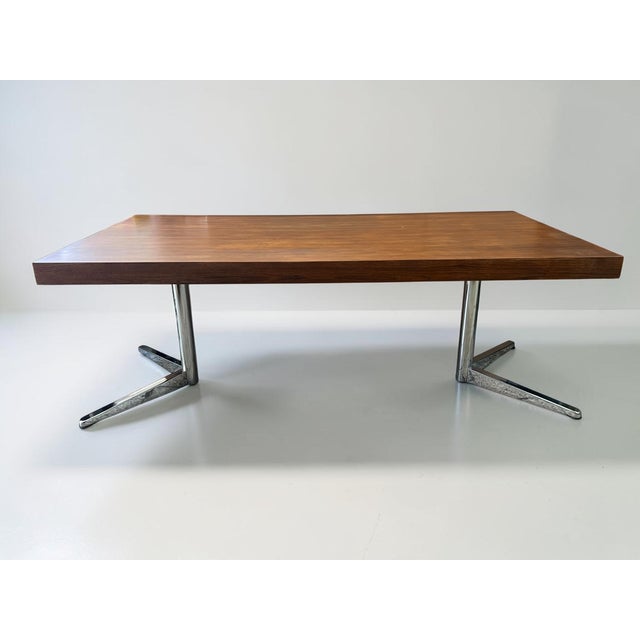 An exceptionally large executive desk or partner desk in the style of iconic Florence Knoll designs from the 1960s and...