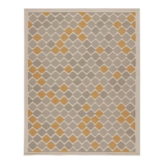 Rug & Kilim’s Scandinavian Style Rug in Grey & Gold Patterns For Sale