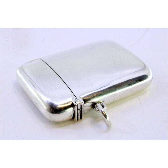 Plain Silver Matchbox with Hinged Lid and Hanging Ring For Sale - Image 4 of 8