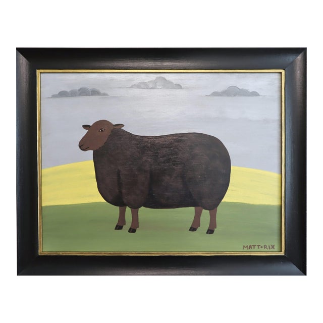 Contemporary 'Norma' Original Naive Style Animal Oil Painting by British Artist Matt Rix, Framed For Sale