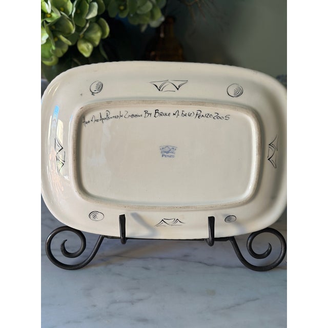 2005 Signed Penzo African Wildlife Ceramic Platter For Sale - Image 10 of 11