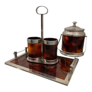 1960s Mid-Century Aldo Tura Red Lucite Bar Wine Set, Italy- 3 Pieces
