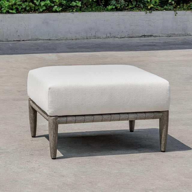Brown Borneo White Cushion Outdoor Ottoman For Sale - Image 8 of 8