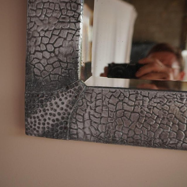 Vintage Embossed Pewter Mirror For Sale - Image 4 of 12