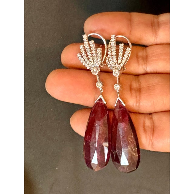 56 Carat Natural Pink Tourmaline & Diamond Cocktail Earring, 18 Karat White Gold For Sale - Image 12 of 18