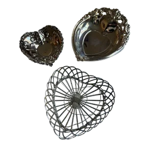 Heart Shaped Catchall Serving Dishes~Silverplate