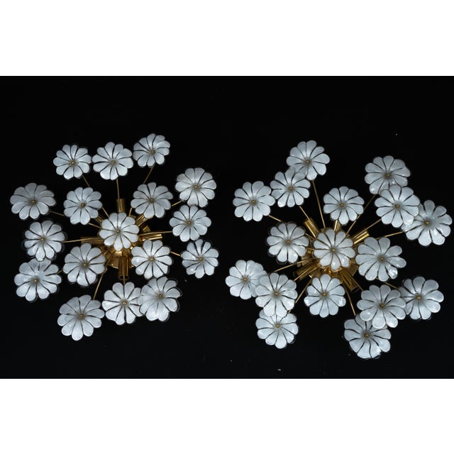 Murano White Flower Ceiling Lamps, Italy, 1980s, Set of 2 For Sale - Image 16 of 18