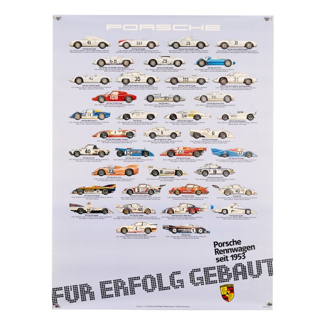 Vintage Porsche Racing Cars Poster For Sale