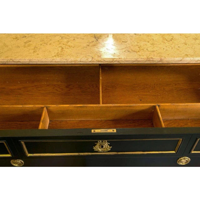 Wood Maison Jansen Ebonized Marble-Top Commode For Sale - Image 7 of 11