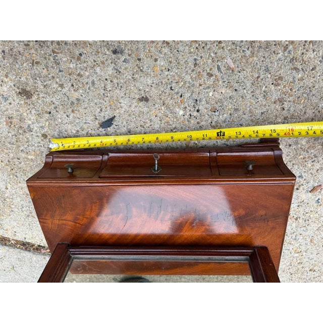 Antique 19th Century Federal Style Flame Mahogany Shaving/Dressing Table Top Dressing Table For Sale - Image 12 of 12