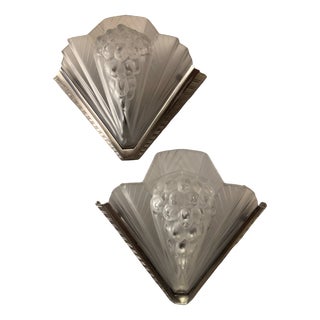 Art Deco Wall Sconces in Nickel-Plated Bronze from Petitot, 1930, Set of 2 For Sale