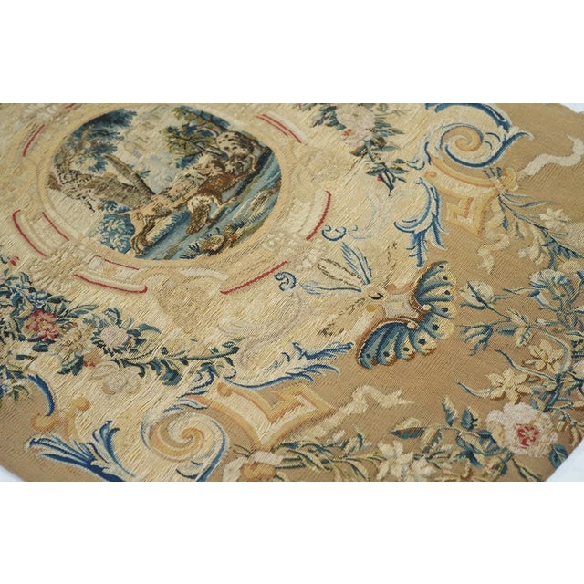 Antique French Tapestry 2' x 3' For Sale - Image 9 of 11