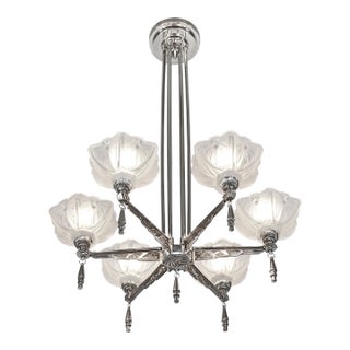 French Art Deco Chandelier by Jean Gauthier Ejg - 1930 France For Sale