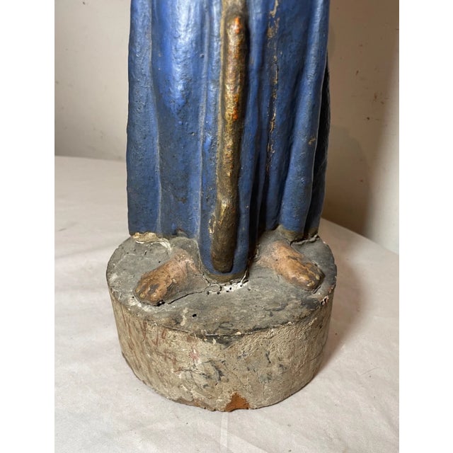 Large 1600's Antique Hand Carved Polychromed Santos St. Francis Sculpture Statue For Sale - Image 13 of 15