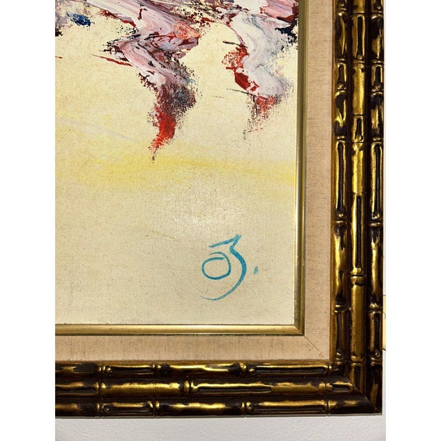 Textile 2000s "Harbor Reflections" Abstract Seascape Oil on Canvas Painting by Kenneth Abendana Spencer, Signed For Sale - Image 7 of 14